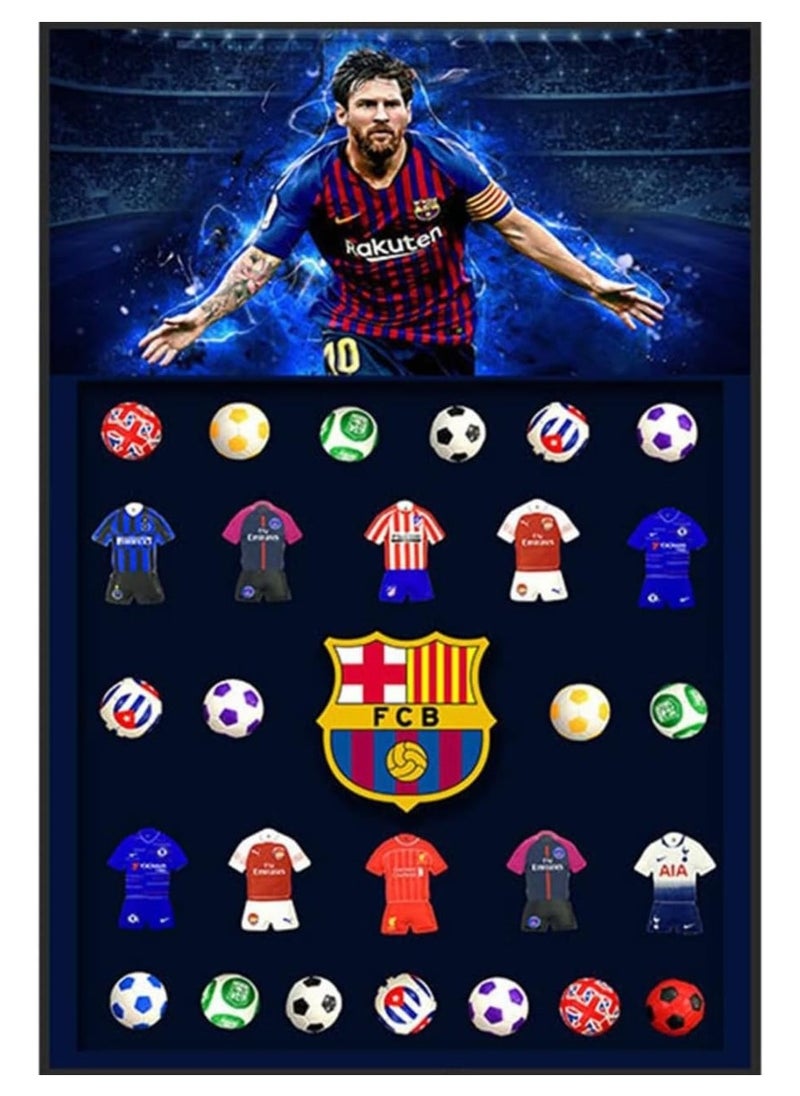 3D Wall Art Frame - Aluminum Alloy Frame Football Painting | Messi Poster with Jersey & Ball | Three-Dimensional Decorative Artwork for Sports Fans | Unique Home Decor & Gift