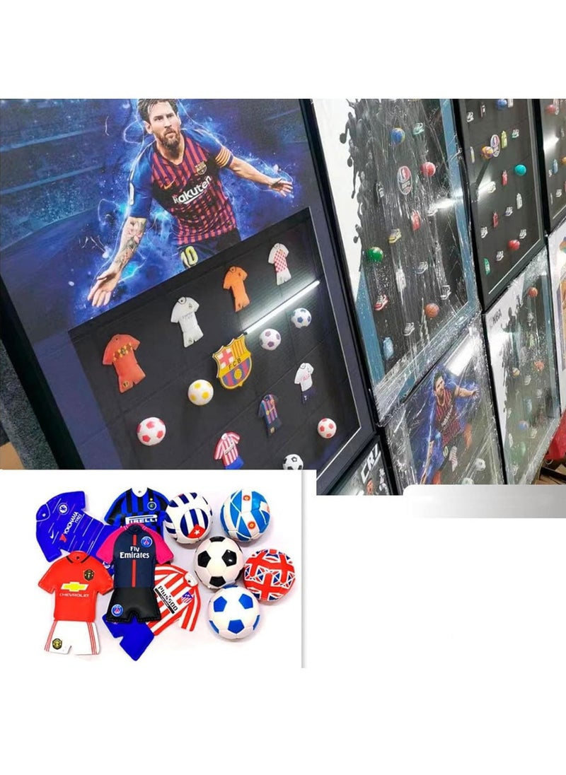 3D Wall Art Frame - Aluminum Alloy Frame Football Painting | Messi Poster with Jersey & Ball | Three-Dimensional Decorative Artwork for Sports Fans | Unique Home Decor & Gift