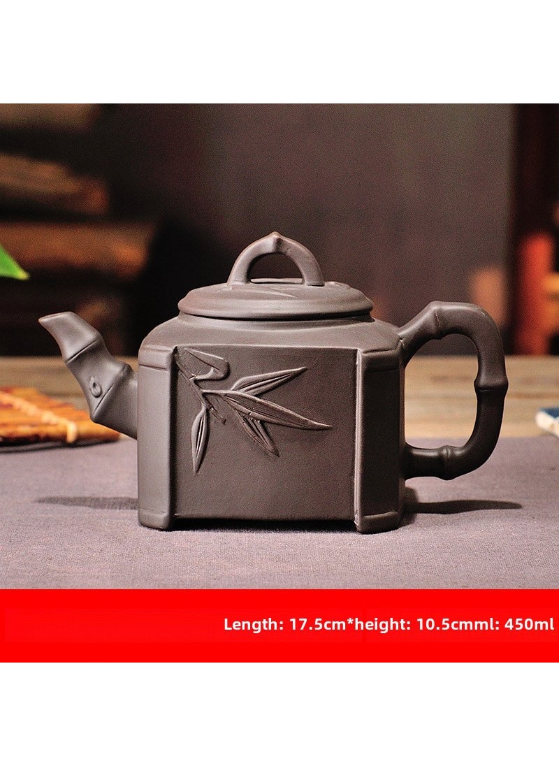 Large 400ml Clay Teapot for Daily Use Sifangzhu 450ml (black)