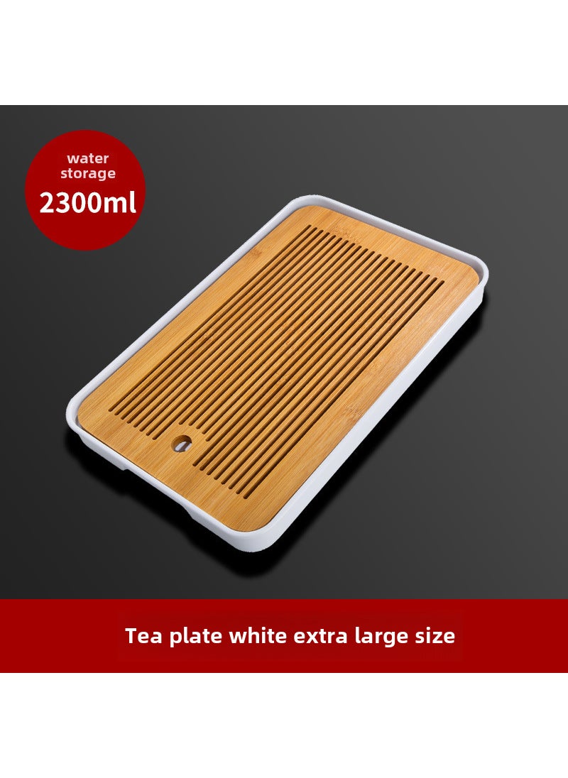 1 x 5 pcs New Ceramic Health Tea Kettle Vertical Pattern Heat-Resistant Glass Teapot Fire fight-Qin Yun tea tray (thickened) white rectangle 37*23.8cm