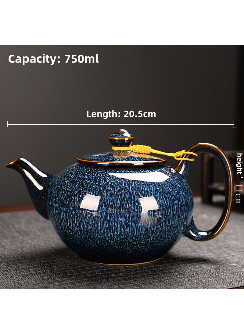 1 x 5 pcs Tianmu Glazed Teapot Large Capacity Ceramic Kung Fu Tea Set Large B pot