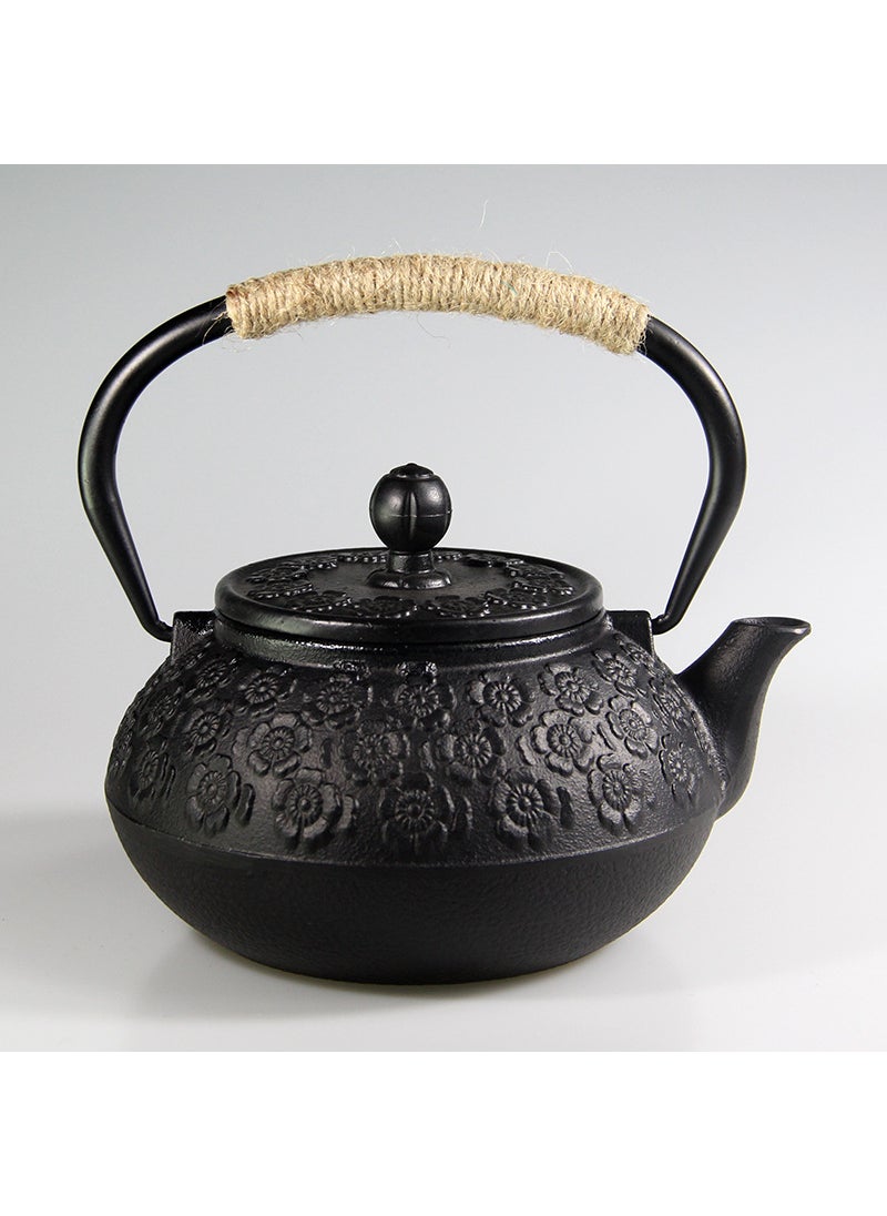 Iron pot manufacturers Japanese hand-made iron pot cast iron tea pot raw iron pot household teapot tea set Wholesale 900ml Black Cherry Blossom