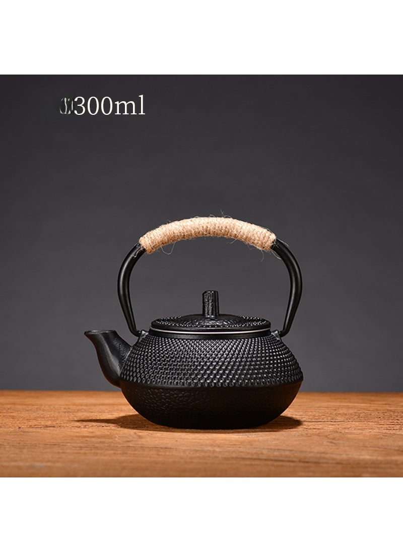 Cast Iron Teapot Kettle Kung Fu Tea Set Black 300 ml small Ding pot strainer