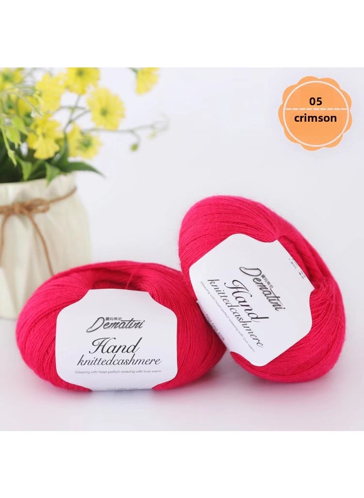 1 x 5 pcs Cashmere Wool Yarn 238 Fine Knitting 4-ply 05 Crimson