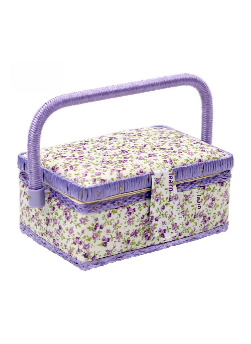 Elegant Rose Fabric Sewing Basket Tool Organizer Purple floral