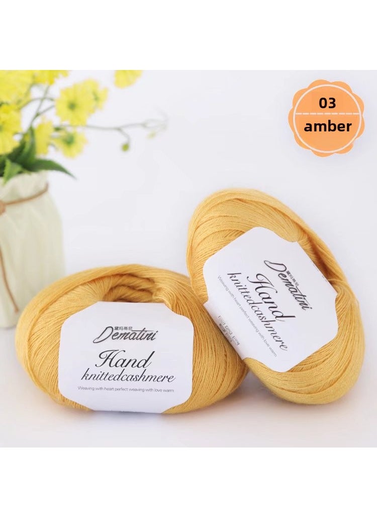 1 x 5 pcs Cashmere Wool Yarn 238 Fine Knitting 4-ply 03 Amber