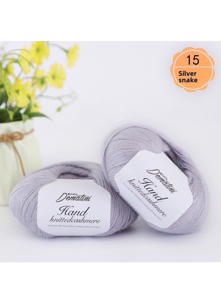 1 x 5 pcs Cashmere Wool Yarn 238 Fine Knitting 4-ply 15 Silver Snake