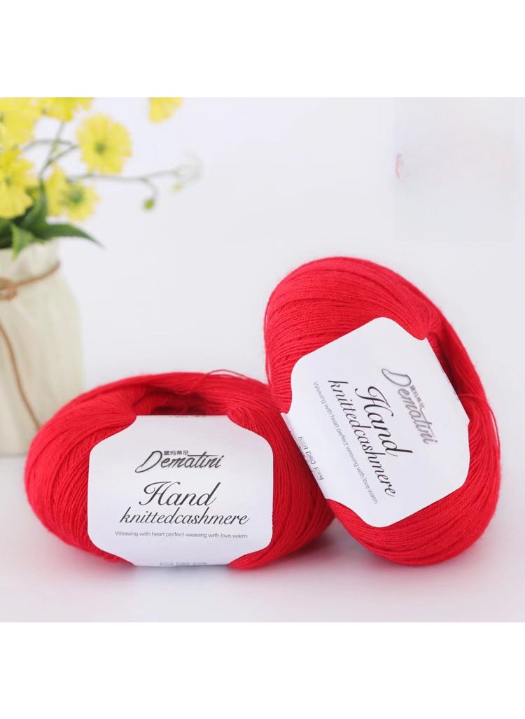 1 x 5 pcs Cashmere Wool Yarn 238 Fine Knitting 4-ply 06 Chinese Red