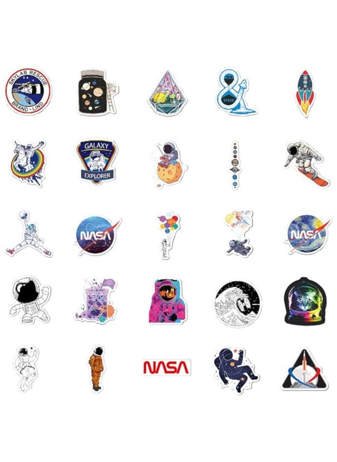 Trendy NASA Astronaut Stickers for Boys Girls Teens|100 Pcs|Waterproof Vinyl Stickers for Laptop Computer Phone Tablet Luggage Bike Helmet Waterbottle Flasks Cup,Decals Pack(Space Exploration)