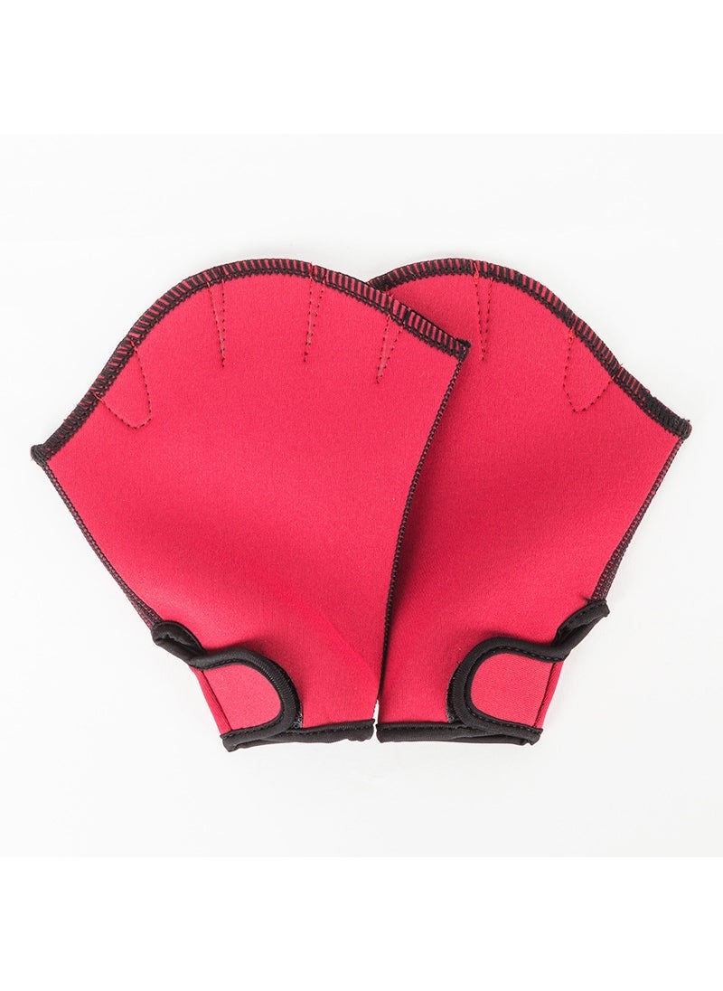 Swim Gloves Webbed Paddles Training Gear Red