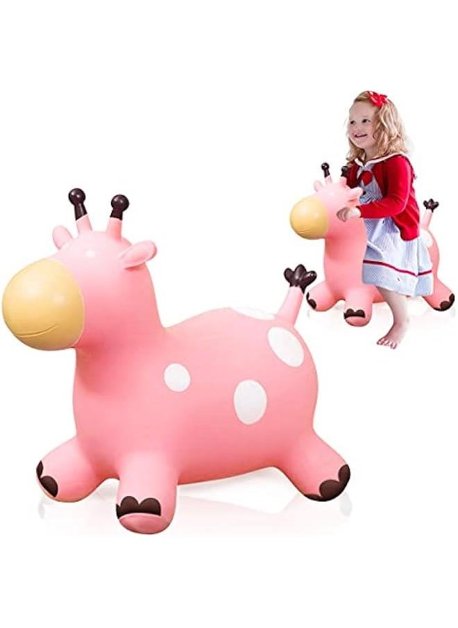 Bouncy Horse Hopper for Toddlers-Jumping Horse Bouncy Buddies-Inflatable Bouncy Animals Hopping Toys Gifts for Boys Girls 18 Months 2 3 4 5 6 (Pink)