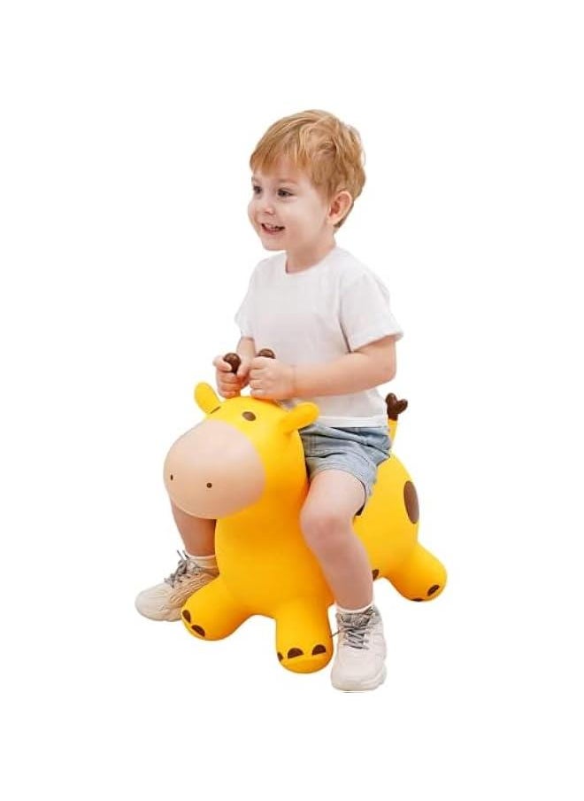 Bouncy Horse Hopper for Toddlers-Jumping Horse Bouncy Buddies-Inflatable Bouncy Animals Hopping Toys Gifts for Boys Girls 18 Months 2 3 4 5 6 (Yellow)