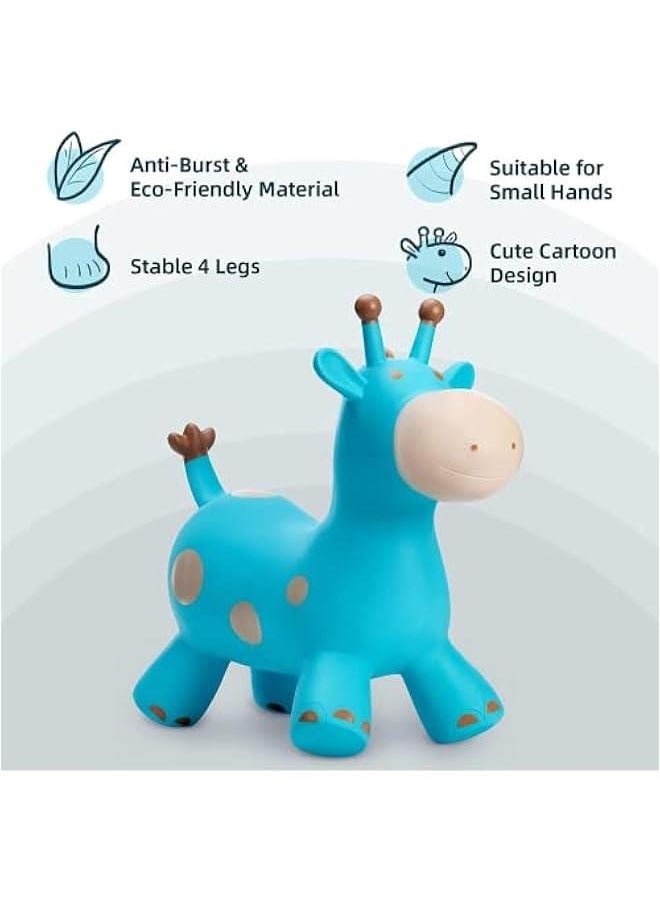 Bouncy Horse Hopper for Toddlers-Jumping Horse Bouncy Buddies-Inflatable Bouncy Animals Hopping Toys Gifts for Boys Girls 18 Months 2 3 4 5 6 (Blue)