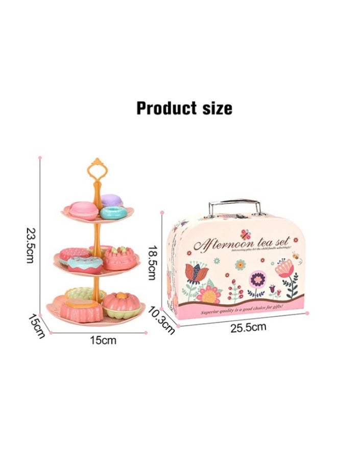 Tea Set for Little Girls, Birthday Gift for Age 3+ Years Old, Toddler Toys Tea Party Set for Little Girls, Princess Kids Kitchen Pretend Toy with Tin Tea Set, Desserts & Carrying Case