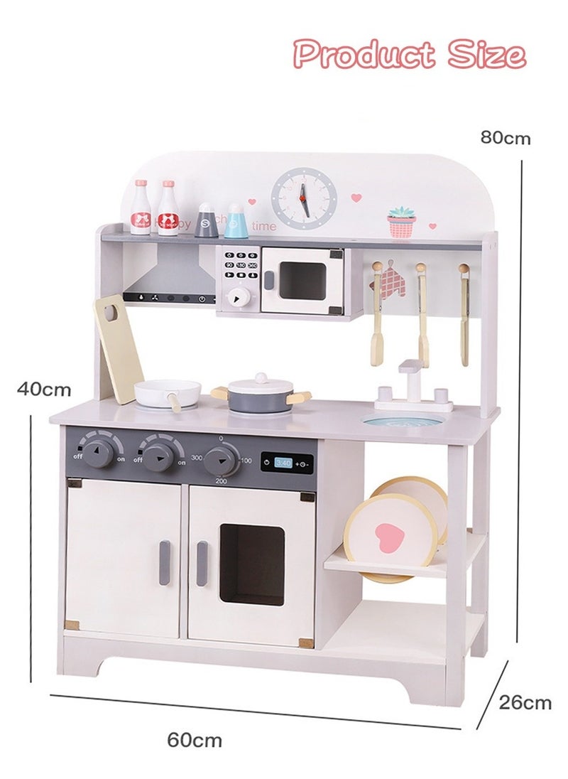 Children's Wooden Kitchen Playset with Rich Realistic Details,Kids Pretend Kitchen Toys