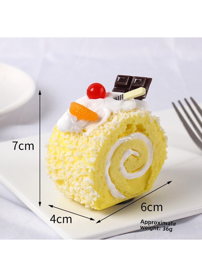 Simulated Fruit Swiss Roll Towel Cake Model Toy Yellow-Cake Roll