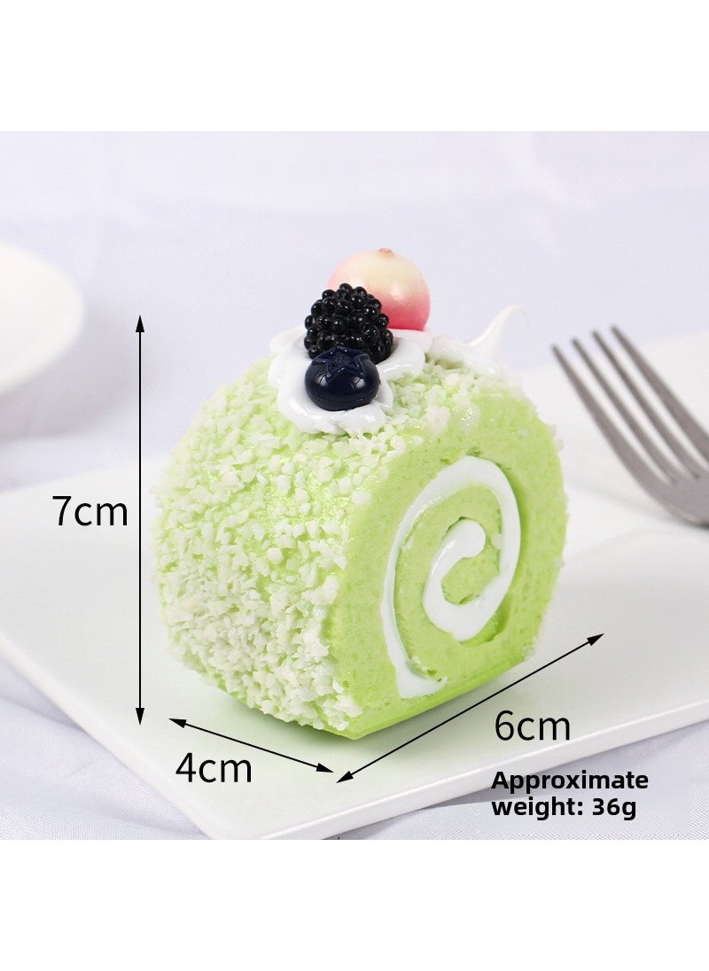 Simulated Fruit Swiss Roll Towel Cake Model Toy Green-cake roll