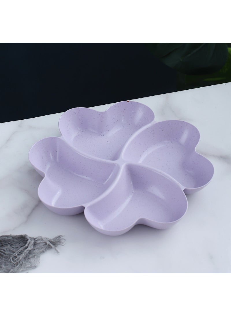 Wheat Straw Snack Partition Tray Clover Fruit Nut Plate Purple