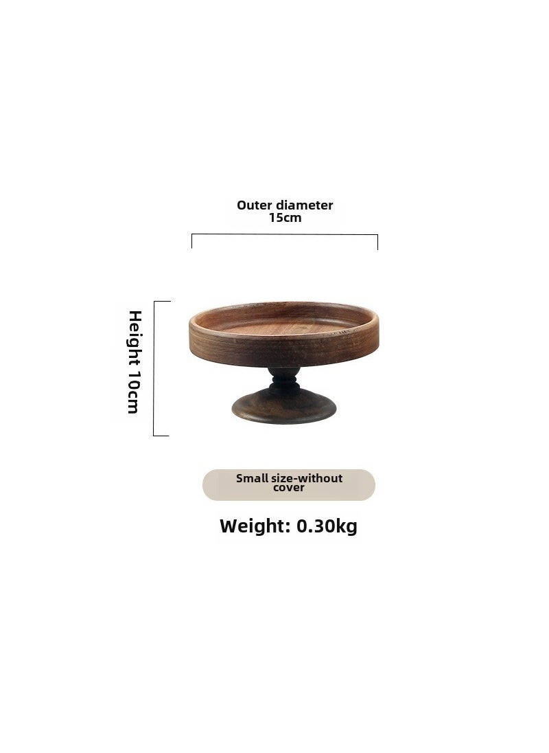 Wooden Cake Tray Glass Dome Dessert Stand Small Cake Plate Single Plate