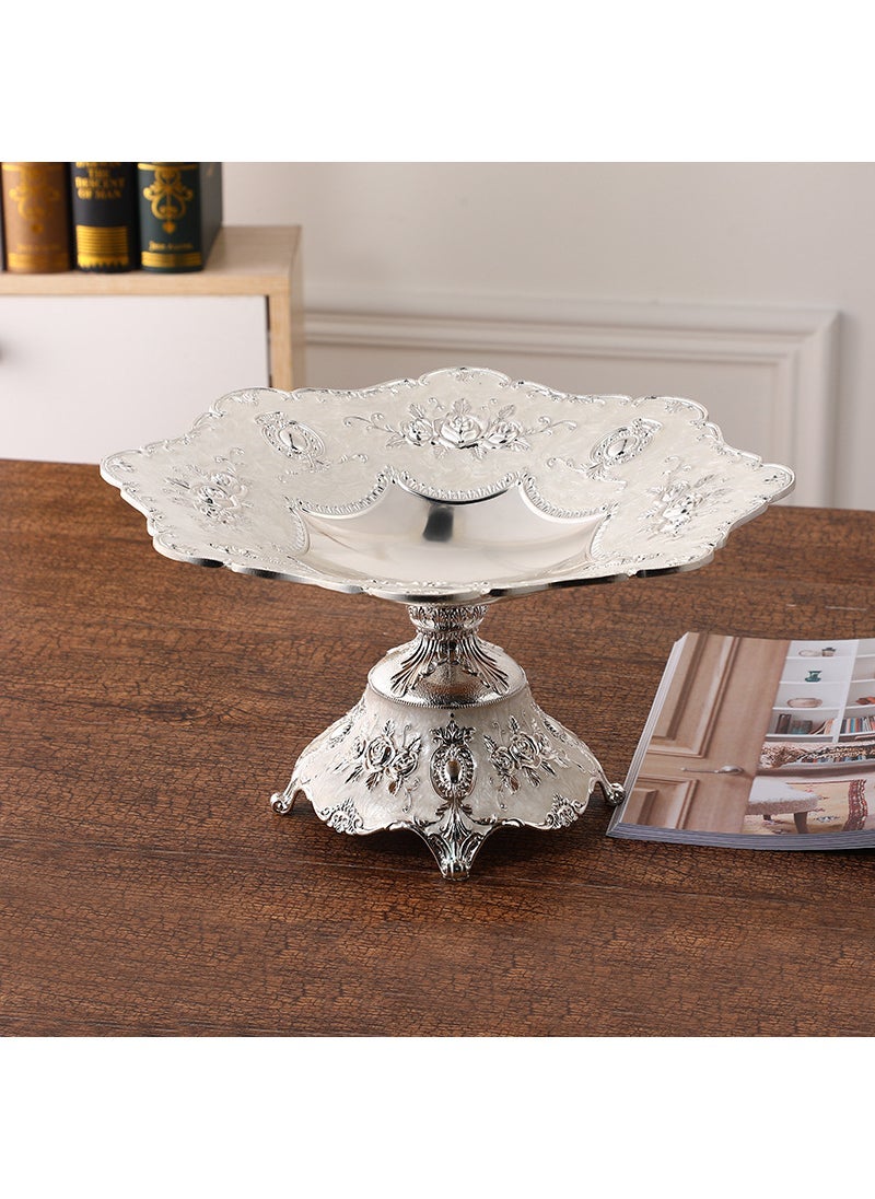 2021 European Zinc Alloy Deluxe Fruit Bowl Silver-large 35*18cm