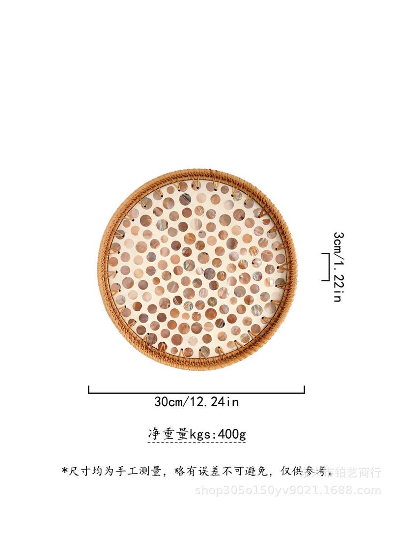 Handmade Rattan Color Shell Tray Fruit Plate Household Creative Living Room Coffee Table Storage Frame Fruit Plate Bread Dispensary Plate Stars [small] shell plate