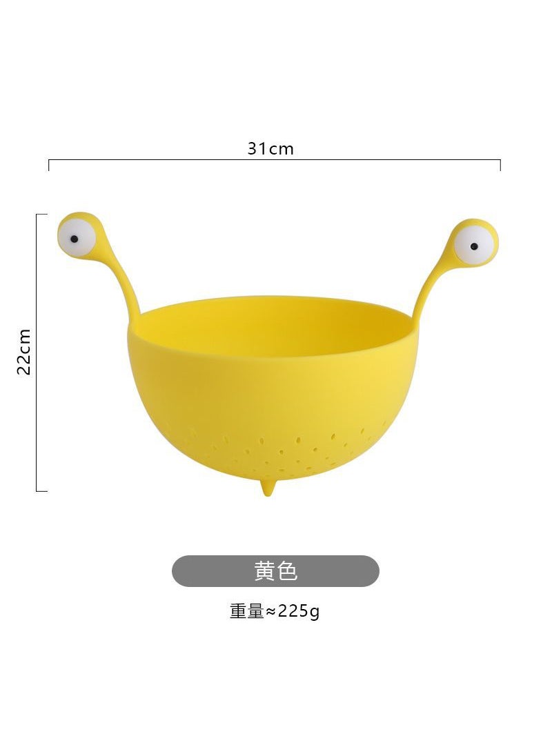 Nordic Ins Big Eyes Fruit Plate Creative Snack Organizer Yellow-Fruit Drain Basket