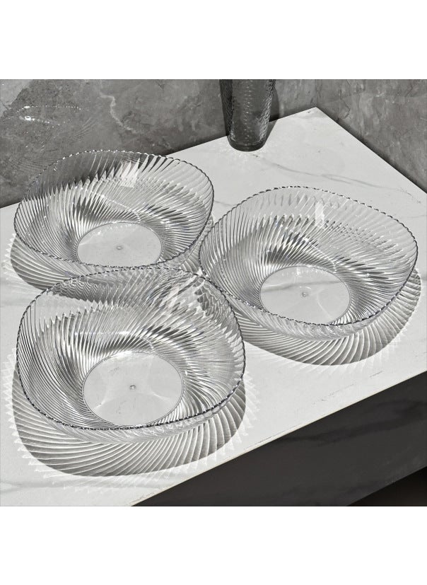 Luxurious Clear Fruit Tray for Living Room Three transparent silver edges