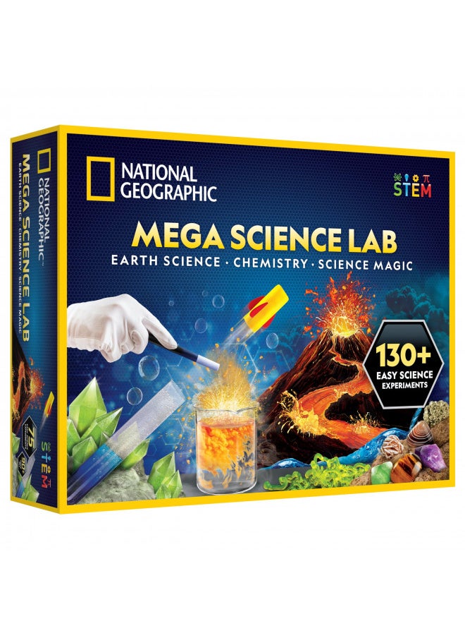 NATIONAL GEOGRAPHIC Mega Science Lab - Science Kit for Kids with 75 Easy Experiments, Featuring Earth Science, Chemistry Set, and Science Magic STEM Projects for Boys and Girls (Amazon Exclusive)