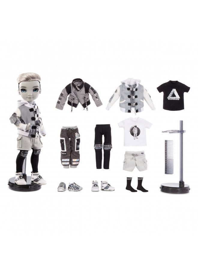 Rainbow High Shadow Series 1 Ash Silverstone- Greyscale Boy Fashion Doll. 2 Silver Designer Outfits to Mix & Match with Accessories