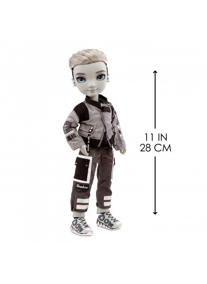 Rainbow High Shadow Series 1 Ash Silverstone- Greyscale Boy Fashion Doll. 2 Silver Designer Outfits to Mix & Match with Accessories