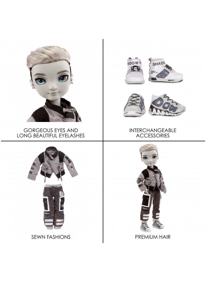 Rainbow High Shadow Series 1 Ash Silverstone- Greyscale Boy Fashion Doll. 2 Silver Designer Outfits to Mix & Match with Accessories