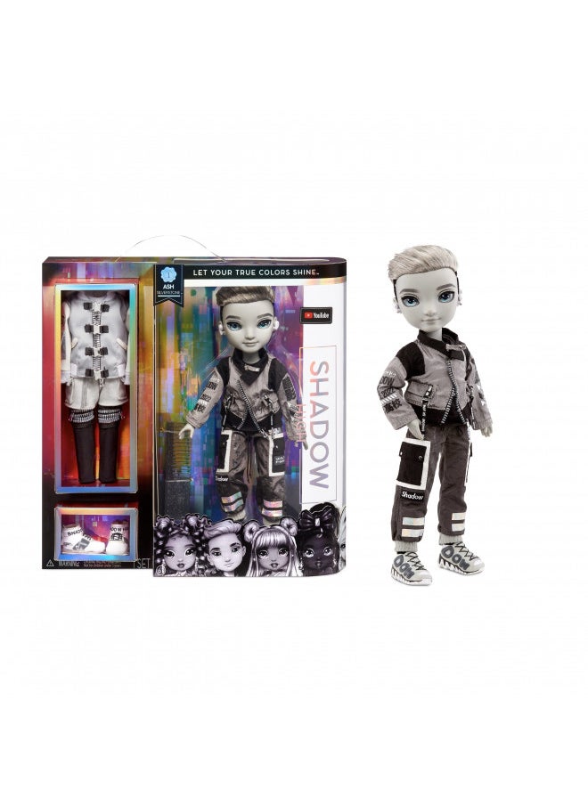 Rainbow High Shadow Series 1 Ash Silverstone- Greyscale Boy Fashion Doll. 2 Silver Designer Outfits to Mix & Match with Accessories