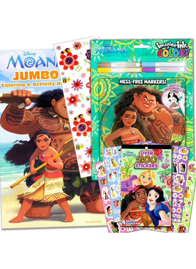 Disney Moana Coloring and Activity Books Bundle with Imagine Ink Coloring Book, Stickers, and More