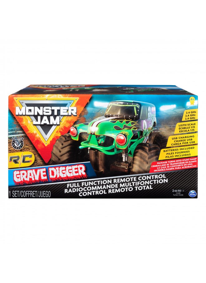 Monster Jam, Official Grave Digger Remote Control Truck 1:15 Scale, 2.4GHz