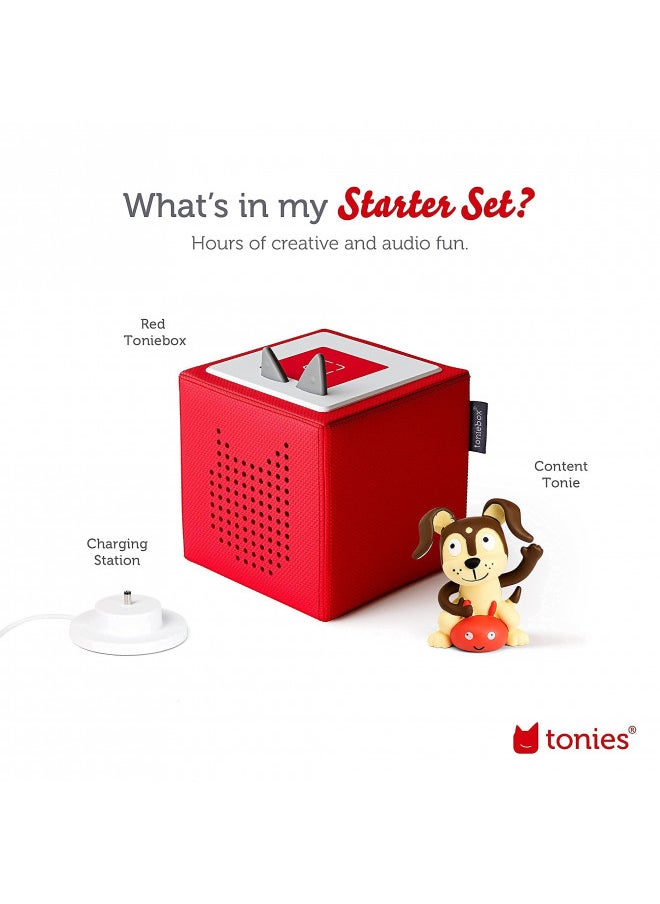 Toniebox Audio Player Starter Set with Playtime Puppy - Listen, Learn, and Play with One Huggable Little Box - Red