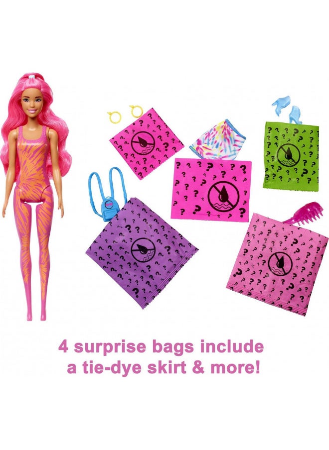 Barbie Color Reveal Doll & Accessories, Neon Tie-Dye Series, 7 Surprises, 1 Barbie Doll (Styles May Vary)