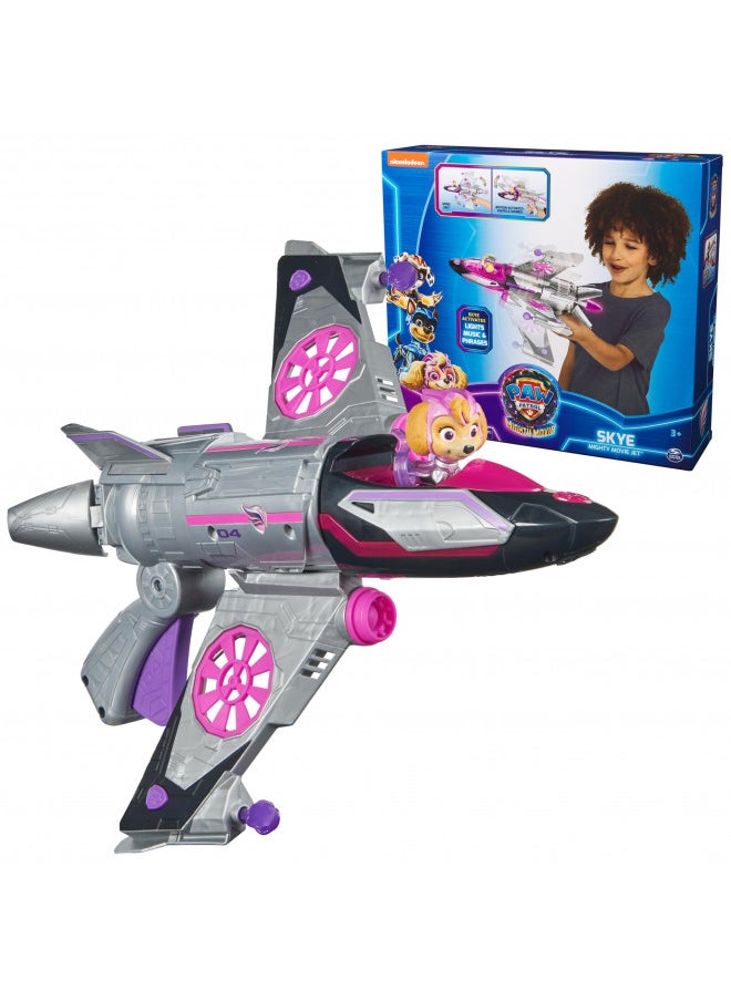 Paw Patrol: The Mighty Movie, Transforming Rescue Jet with Skye Mighty Pups Action Figure, Lights and Sounds, Kids Toys for Boys & Girls 3+