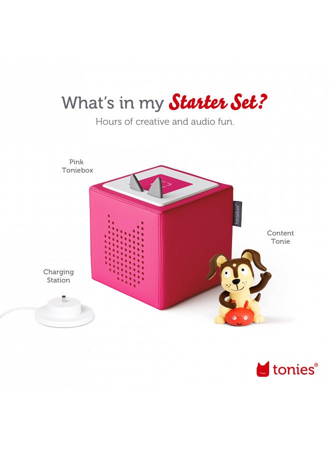 Toniebox Audio Player Starter Set with Playtime Puppy - Listen, Learn, and Play with One Huggable Little Box - Pink