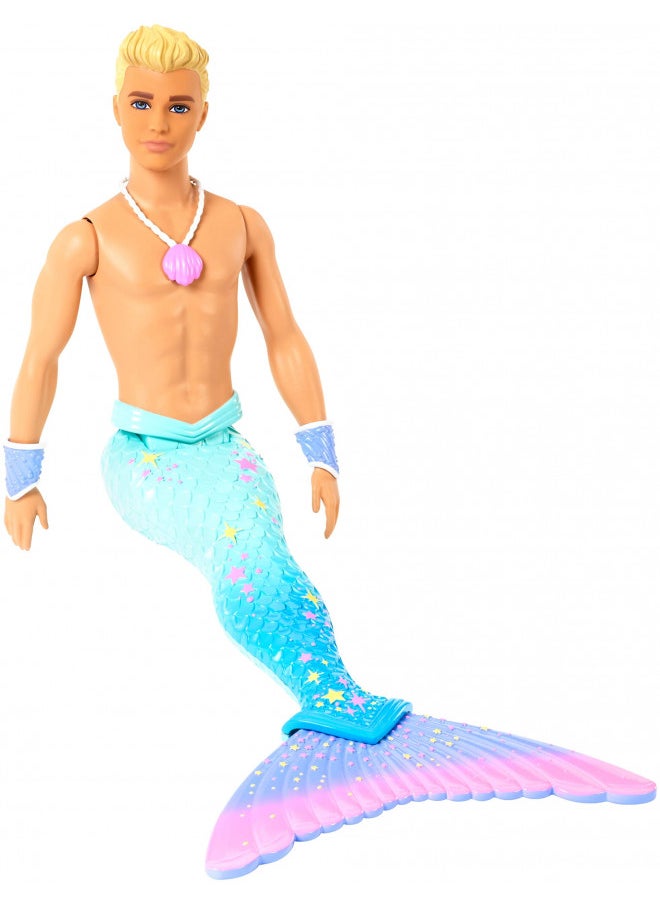 Barbie Dreamtopia Merman Doll, Approx. 12-Inch with Blue Rainbow Tail and Blonde Hair, for 3 to 7 Year Olds