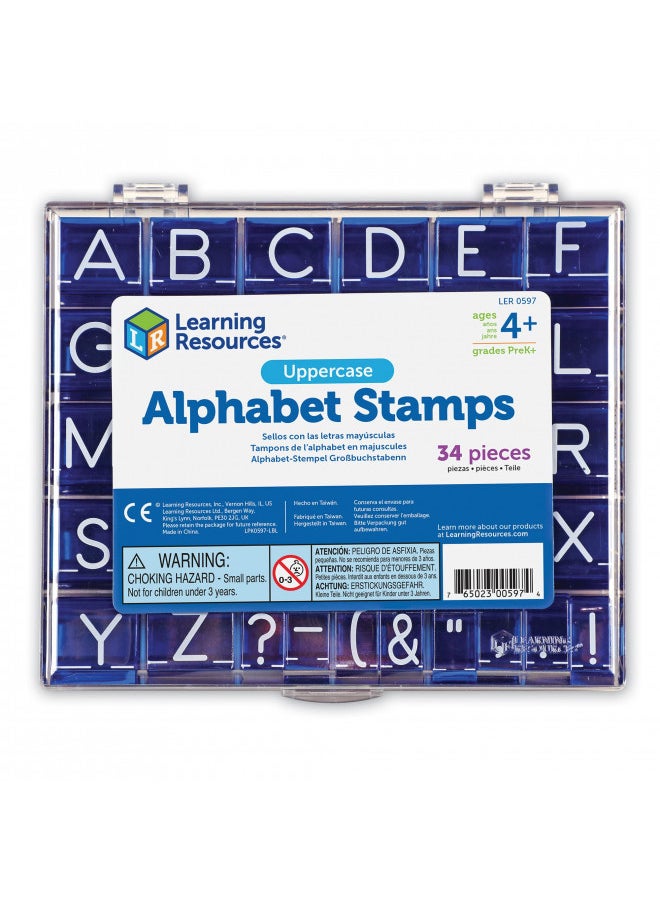 Learning Resources Uppercase Alphabet Stamps, Set of 26 Letters and Punctuation, Ages 4+, Letters Stamps for Kids,Back to School Supplies,Teacher Supplies