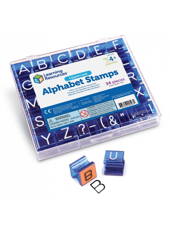 Learning Resources Uppercase Alphabet Stamps, Set of 26 Letters and Punctuation, Ages 4+, Letters Stamps for Kids,Back to School Supplies,Teacher Supplies