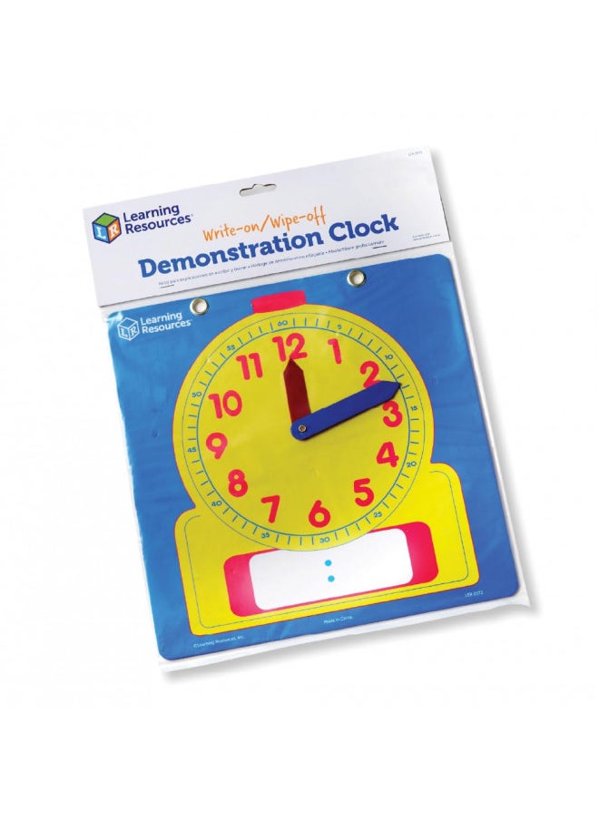 Learning Resources Write & Wipe Demonstration Clock - 1 Piece, Ages 6+ Paper Clocks for Teaching, First Grade Learning Games, Teaching Time Essentials, Homeschool Supplies, Classroom Supplies