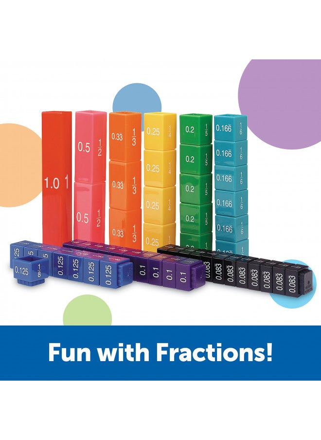 Learning Resources Fraction Tower Equivalency Cubes - 51 Pieces, Ages 6+ Math Learning Toys for Kids, Math Classroom and Homeschool Accessories, Fractions Learning for Kids