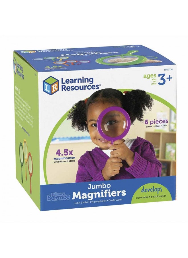 Learning Resources Jumbo Magnifiers - 6 Pieces, Ages 3+ Toddler Learning Toys, Exploration Toys for Kids, Magnifiers for Kids