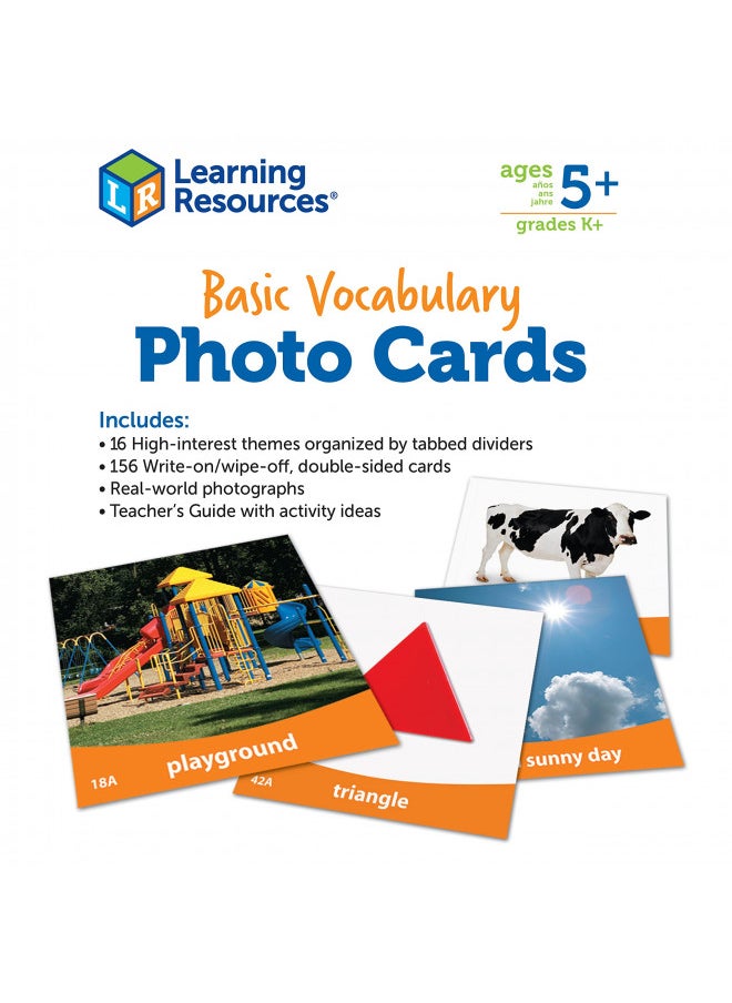 Learning Resources Basic Vocabulary Photo Cards, Vocabulary/Phonics Learning, Educational Games for Kids, 156 Cards, Ages 5+