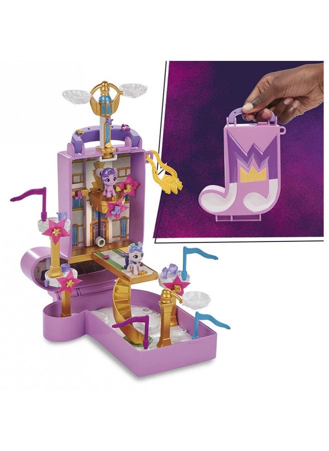 My Little Pony Mini World Magic Compact Creation Zephyr Heights Toy, Buildable Playset with Princess Pipp Petals Pony for Kids Ages 5 and Up