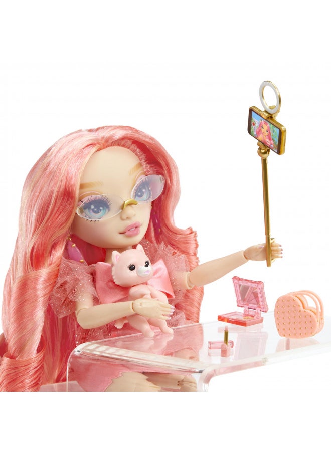 Rainbow High Pinkly - Pink Fashion Doll in Fashionable Outfit, with Glasses & 10+ Colorful Play Accessories. Gift for Kids 4-12 Years and Collectors