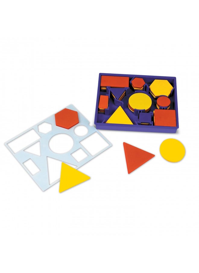 Learning Resources Attribute Blocks Desk Set in Tray, Math Blocks, 60 Piece Set, Ages 5+