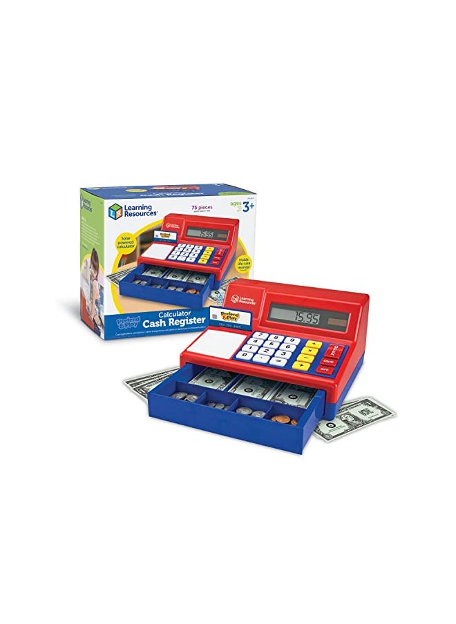 Learning Resources Pretend & Play Calculator Cash Register - 73 Pieces, Ages 3+ Develops Early Math Skills, Play Cash Register for Kids, Toy Cash Register, Play Money for Kids