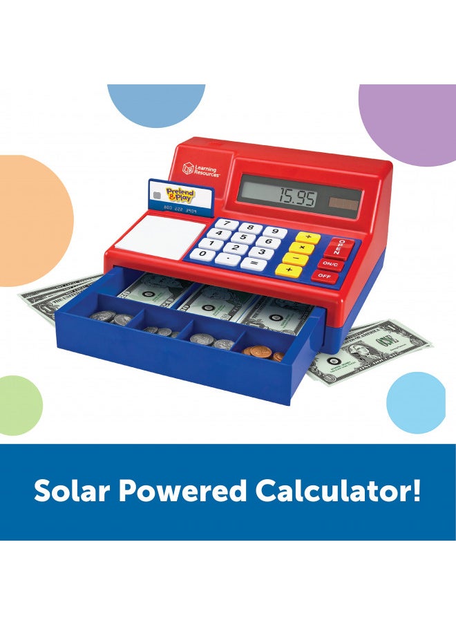 Learning Resources Pretend & Play Calculator Cash Register - 73 Pieces, Ages 3+ Develops Early Math Skills, Play Cash Register for Kids, Toy Cash Register, Play Money for Kids